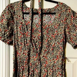 Free People Maxi Floral Belted Dress Tiered NWOT